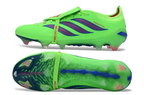 Image of Adidas Predator 26 Elite Tongue FG football boots in a dynamic shooting motion